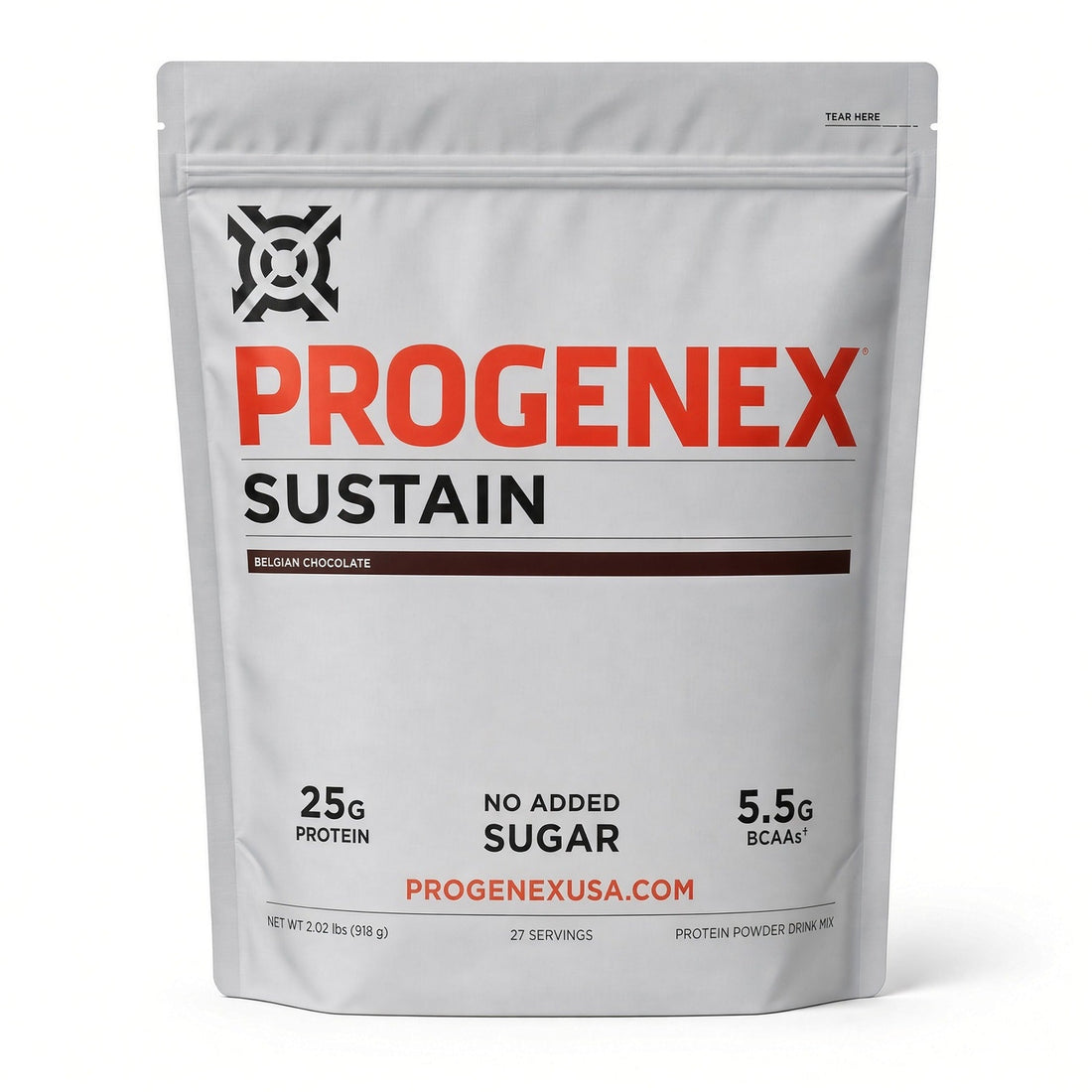Progenex Sustain whey protein isolate bag, Belgian Chocolate