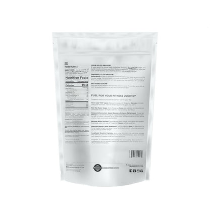 Back of bag of More Muscle Peppermint bark with Nutrition Facts label